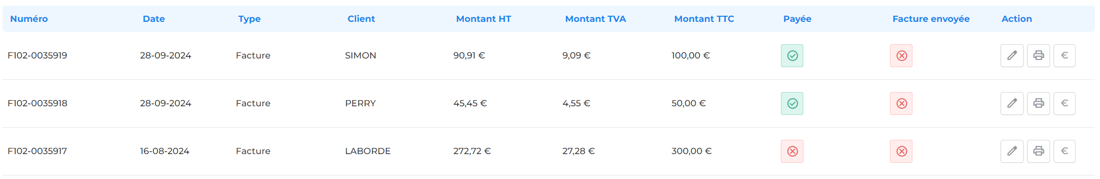 liste de facturation et rapports comptables novaresa